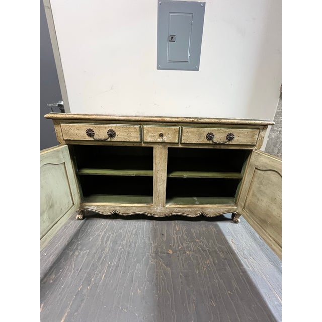 French Provincial Style Painted Floral Sideboard Buffet For Sale - Image 10 of 12