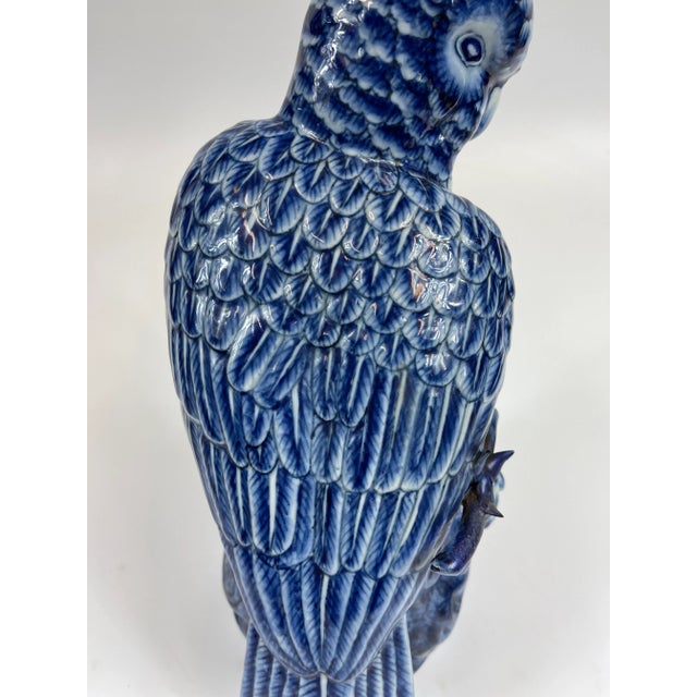 1990s 20th Century Large Blue and White Hand Painted Chinoiserie Bird For Sale - Image 5 of 10