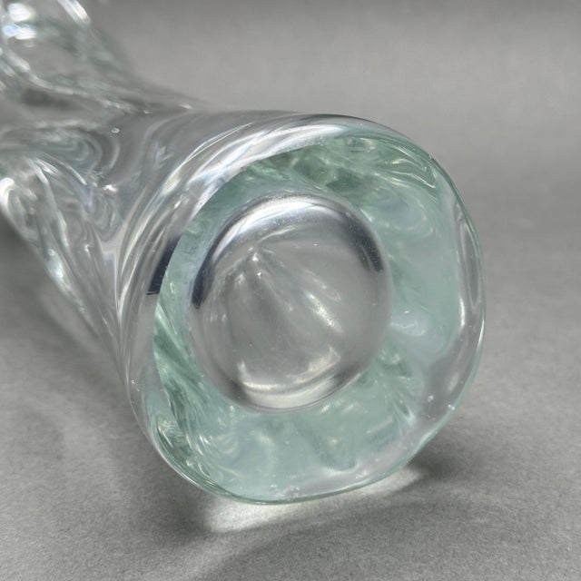 Vintage Jan Beranek Skrdlovice 1970’s Czechia Clear Glass Organic Bud Vase For Sale - Image 9 of 9