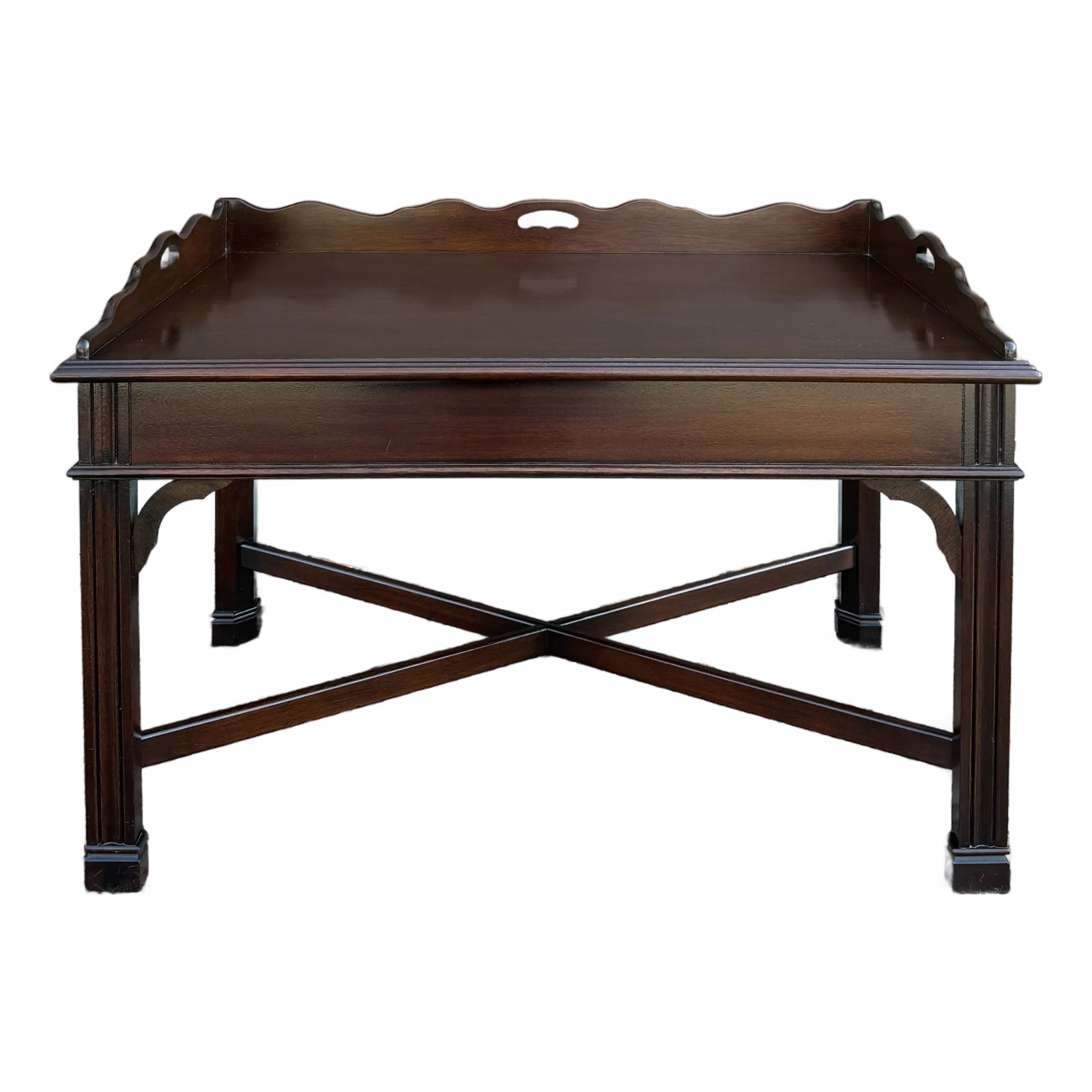 Vintage Chippendale Mahogany Butler's Tray Coffee Table With Scalloped ...