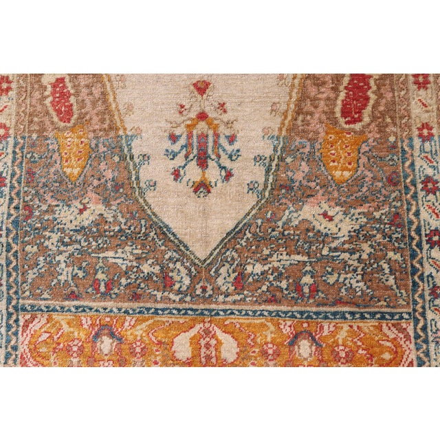 Antique Turkish Sivas Prayer Rug With Floral Design in Ivory, Taupe, and Pink For Sale - Image 9 of 11