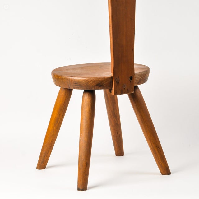 Mid 20th Century Keyhole Chair by William Fetner Signed Pine Tall Back Sculptural Chair For Sale - Image 9 of 14