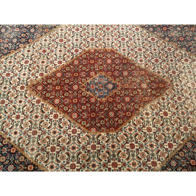 Antique Tabriz Mahi Rug, Hand-Knotted Wool, Herati Geometric Pattern, Ivory & Navy, 10x13 For Sale - Image 16 of 18