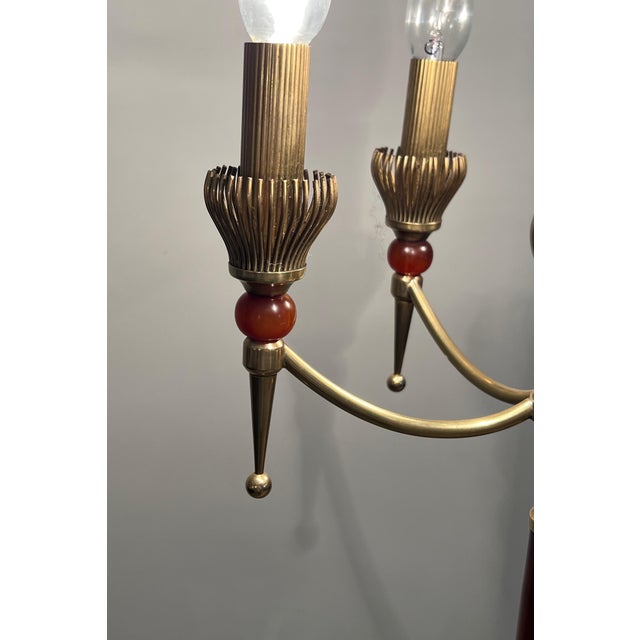 Metal 1940 Brass Floor Lamp in The Style of Maison Jansen For Sale - Image 7 of 12