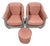 Art Deco Wingback Chairs and Pouf in Lacquered Wood, Set of 3 For Sale
