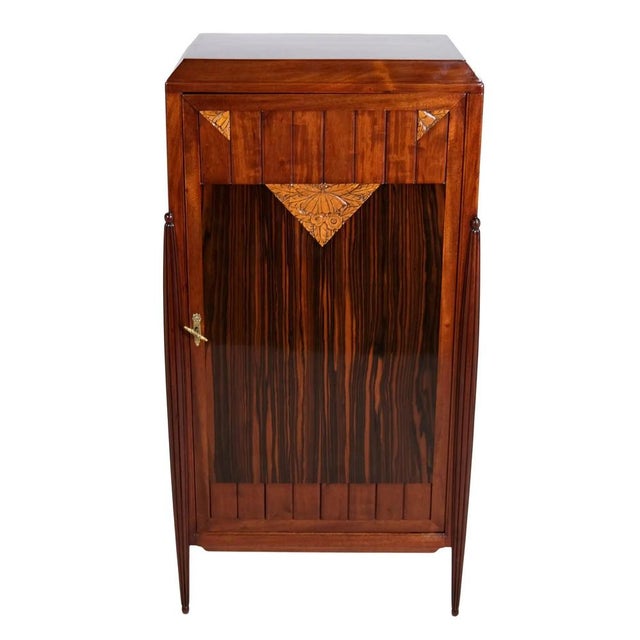 Art Nouveau cabinet France around 1920. Mahogany and Macassar veneer with original fittings and locks. Interior equipped...