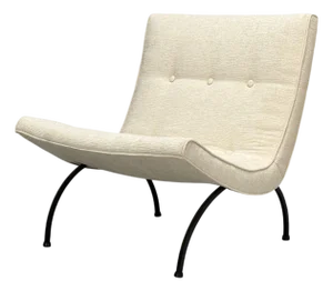 Milo Baughman, Iron, Fabric, Scoop Chair, Usa, 1950s