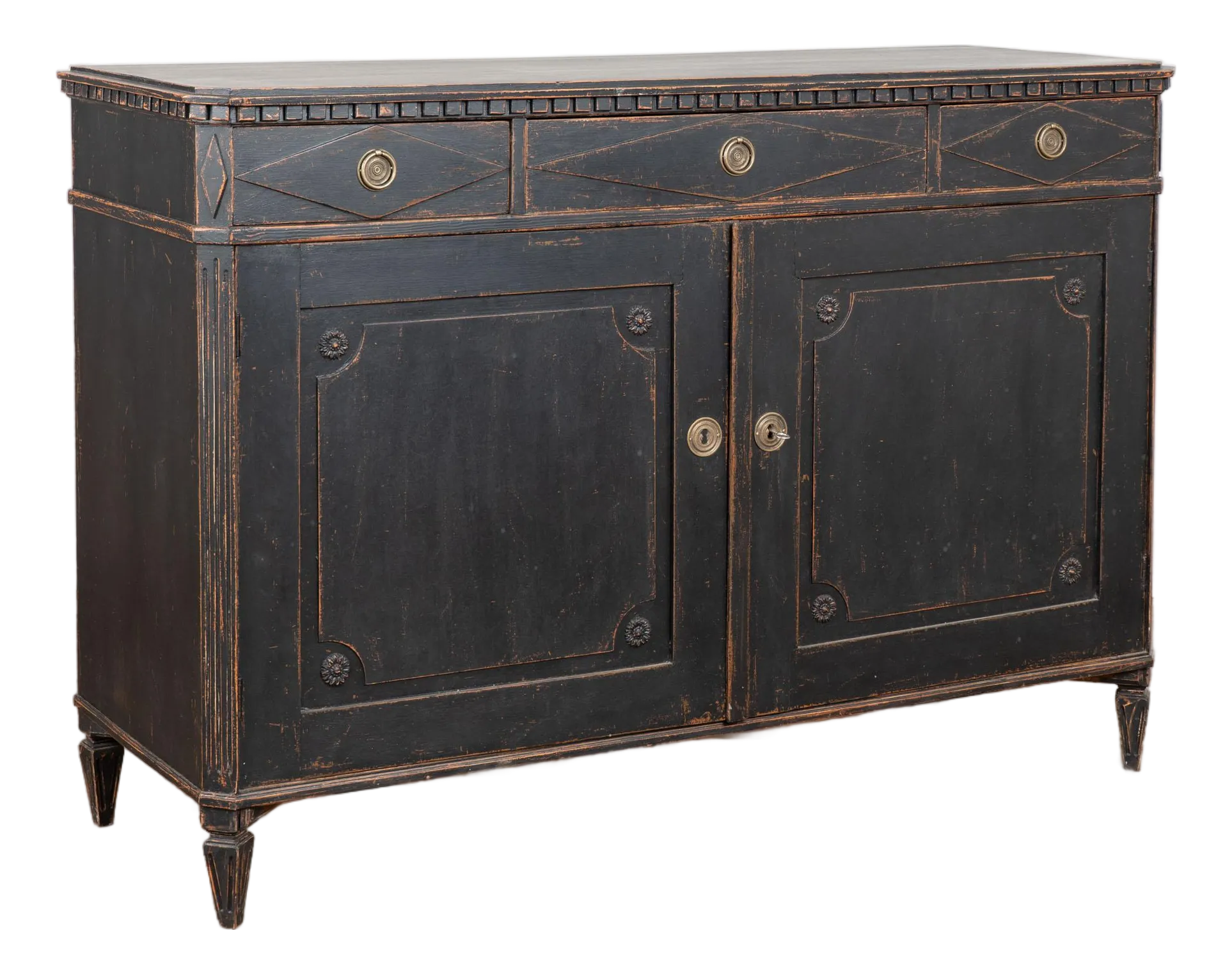 Late 19th Century Swedish Black Gustavian Sideboard Buffet | Chairish