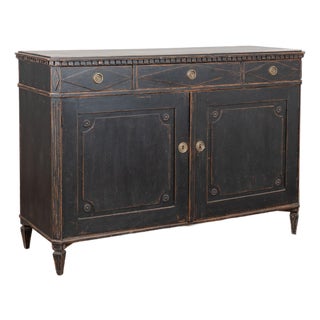 Late 19th Century Swedish Black Gustavian Sideboard Buffet For Sale