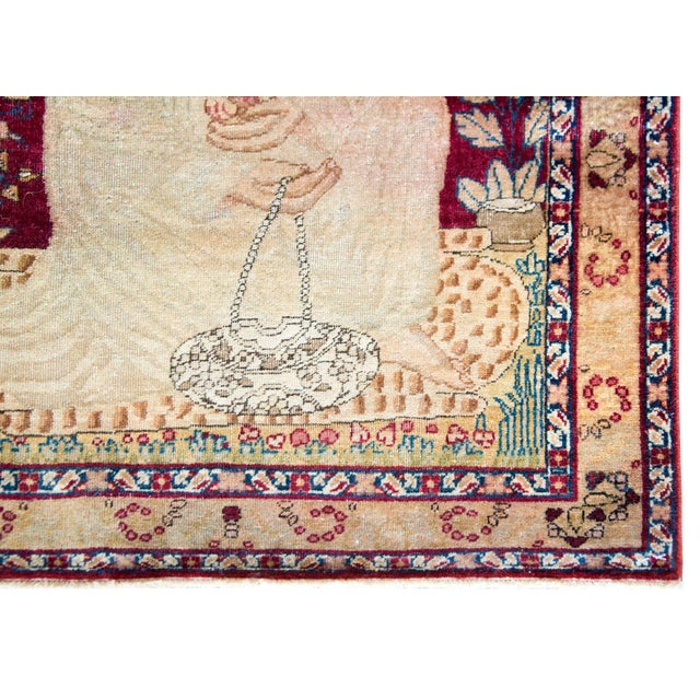 19th Century Pictorial Lavar Kirman Rug For Sale - Image 10 of 13