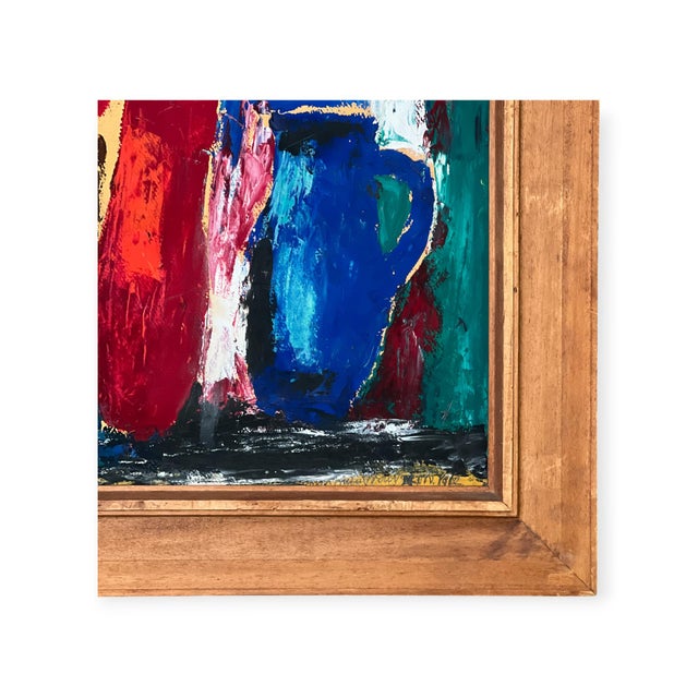 This expressive still life exemplifies André van der Vossen’s mature style, defined by bold, saturated colour blocks and...