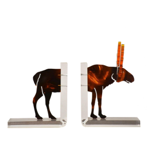 1980s Italian Acrylic Moose Bookends by Spisani - A Pair
