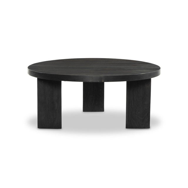 Four Hands Mesa Round Coffee Table - Ebony Parawood 38" For Sale - Image 4 of 7