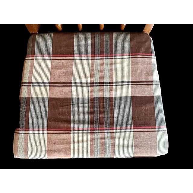 Wood 1970s Vintage Farmhouse Side Chair in Burgundy Plaid Seat, Dixie Dinette's For Sale - Image 7 of 9