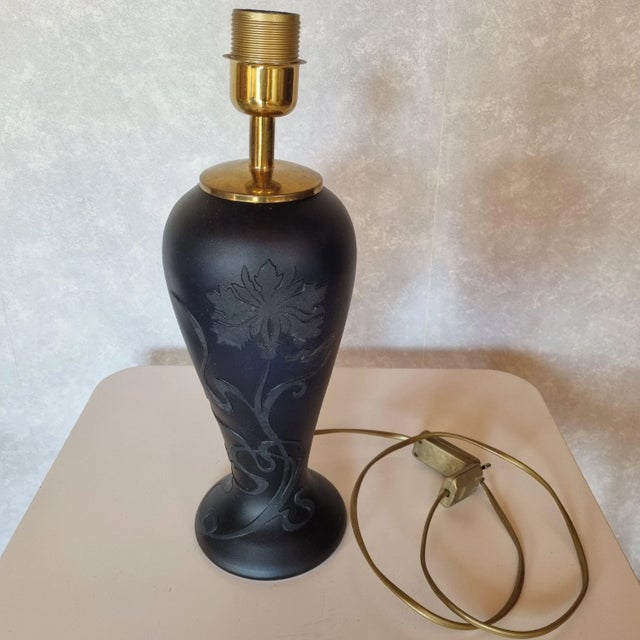 Black Glass Desk Lamp, 1980s For Sale - Image 6 of 12