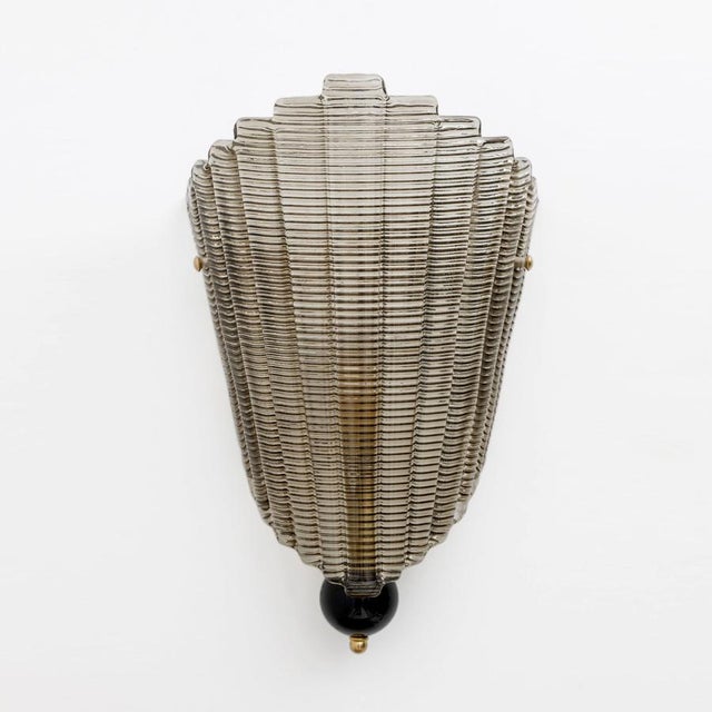 2000 - 2009 Modern Italian Murano Glass Textured Wall Sconces, 2000s, Set of 2 For Sale - Image 5 of 9