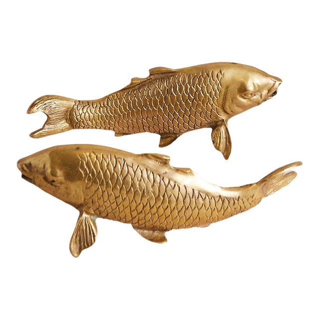 1960s Pair of Brass Koi Fish For Sale