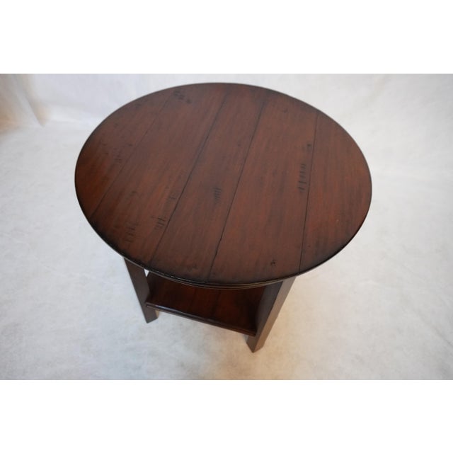 2010s Traditional Round Wood Side Table With Lower Shelf For Sale - Image 5 of 16
