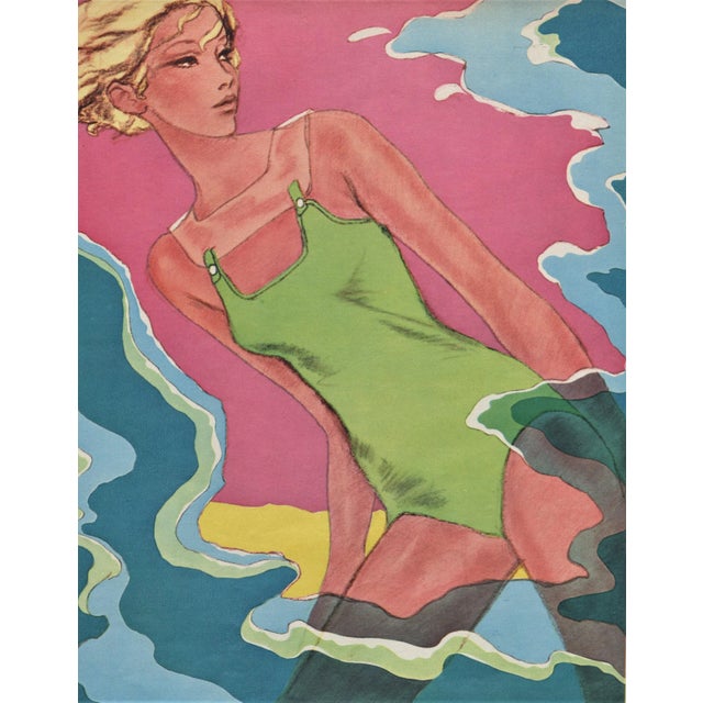 1967 French Mid-Century Fashion Print-Swimwear-by Antonio Lopez For Sale