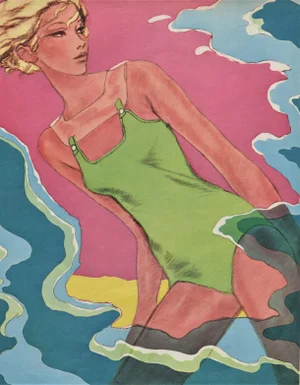 1967 French Mid-Century Fashion Print-Swimwear-by Antonio Lopez