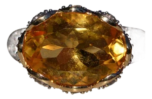 The Yarra Glen: Oval Brilliant Cut Natural Citrine Set East to West with Pave set Natural White Topaz