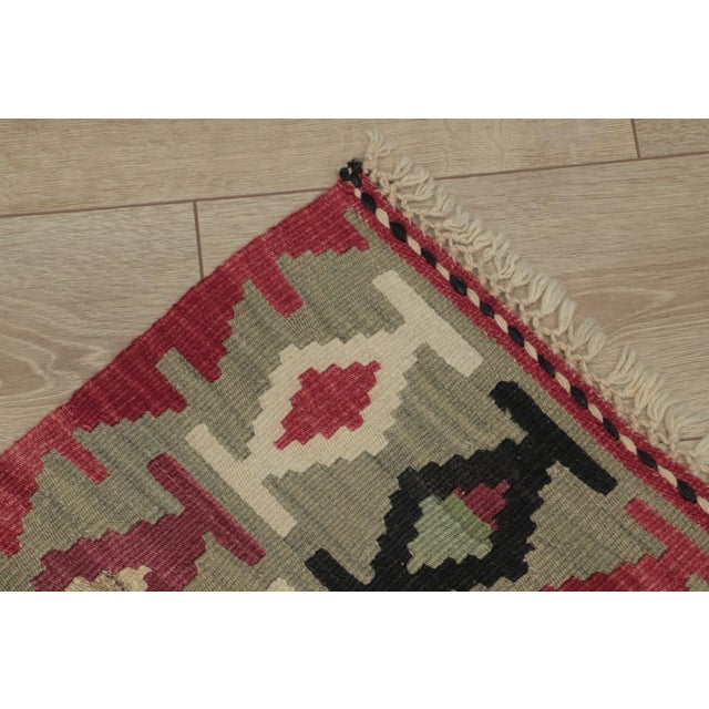 Textile 1970s Southwestern Style Handmade Red Oushak Kilim Runner Rug For Sale - Image 7 of 12