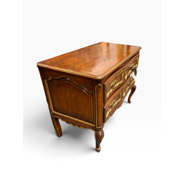 1990s 19c Style Italian Gilded Walnut Chest of Drawers Commode For Sale - Image 5 of 5