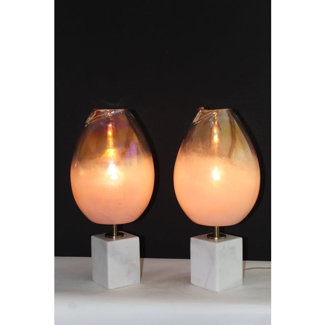 Mid 20th Century Pair of Barovier -Toso Influence Lamps For Sale - Image 11 of 11