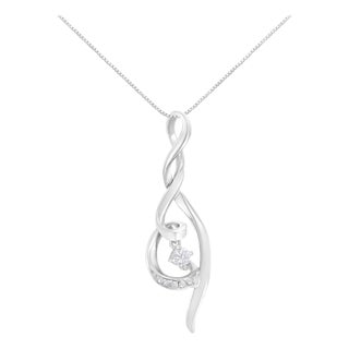 Espira 10K White Gold 1/10 cttw Diamond Swirl Pendant Necklace (I-J, I1-I2) For Sale