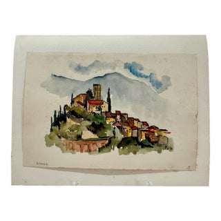 Henry Emil Salloch Original Watercolor on Paper Barga, Italy. 1970. For Sale