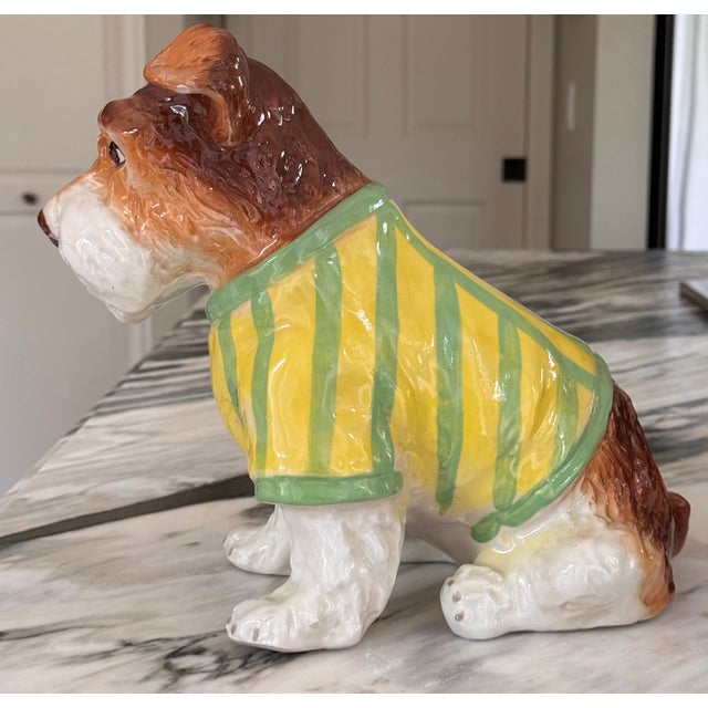 Vintage Ceramic Boston Terrier in Preppy Striped Sweater For Sale - Image 14 of 18