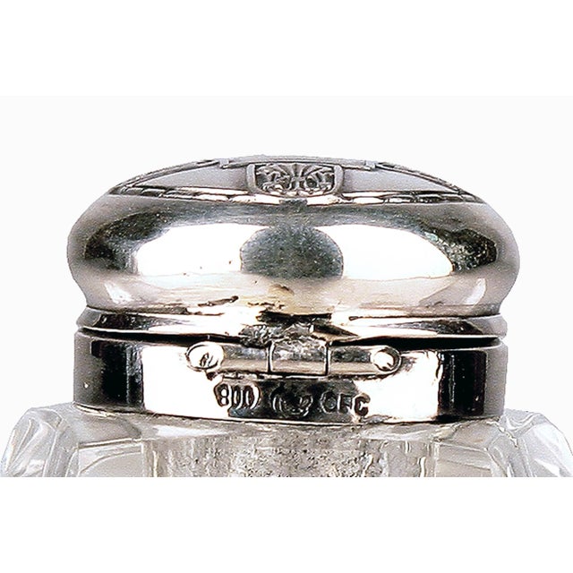 Late 19th Century Jugendstil German Cut Glass Crystal Inkwell With Polished 800 Silver Lid For Sale - Image 6 of 9