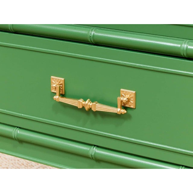 Mid-Century Modern Mid 20th Century Emerald Faux Bamboo Nightstand For Sale - Image 3 of 12