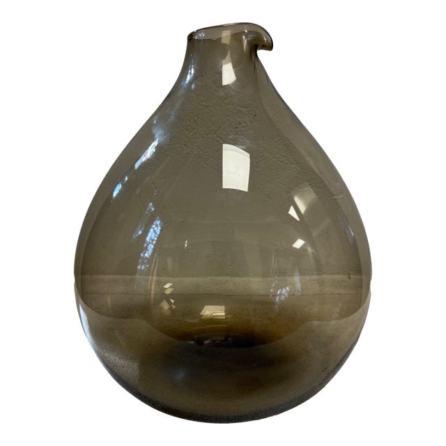 1950s Kjell Blomberg “Blomkulla“ for Gullaskruf, Sweden Amber Colored Glass Carafe 11” For Sale