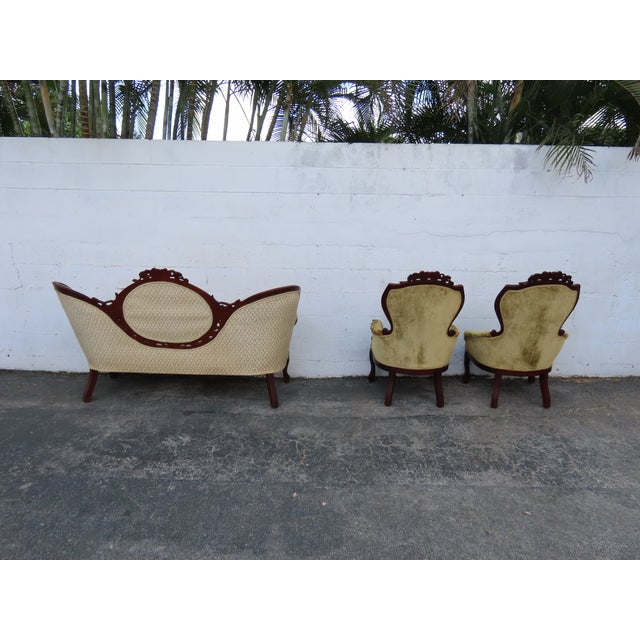 Victorian Style Carved Solid Mahogany Sofa Couch 6360 For Sale - Image 15 of 15