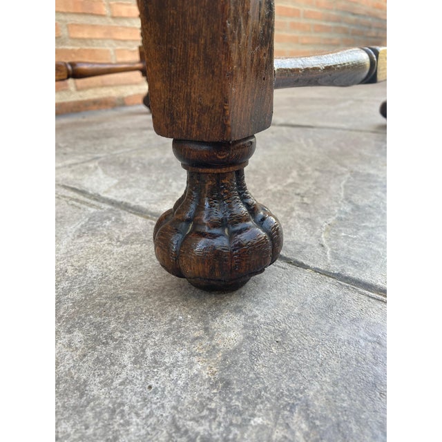 Wood Mid 20th Century Carved Square Walnut Side Table Louis Philippe Style For Sale - Image 7 of 18