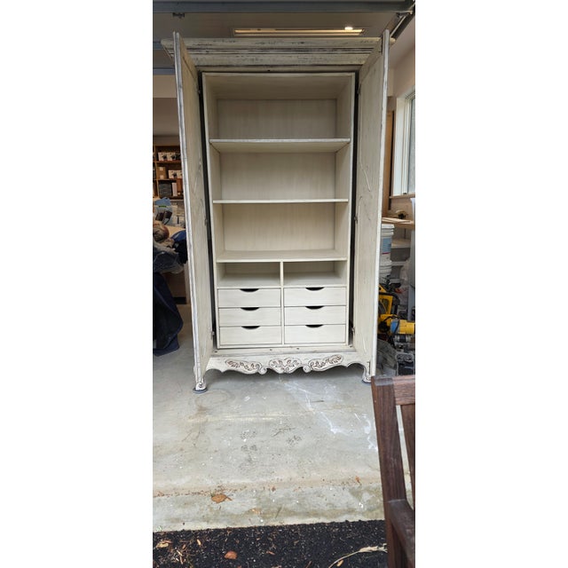 French Provincial Custom Large Armoire Wardrobe in French Provincial Style For Sale - Image 3 of 9