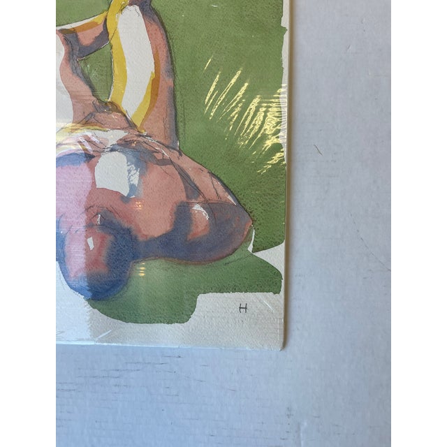 Contemporary Figurative Watercolor Painting, Signed "H", Model Identified as Peter, 2016 For Sale In Seattle - Image 6 of 6