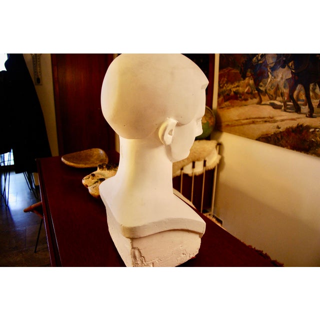Sculpture Materials Art Deco Italian Plaster Bust, 1930 For Sale - Image 7 of 10