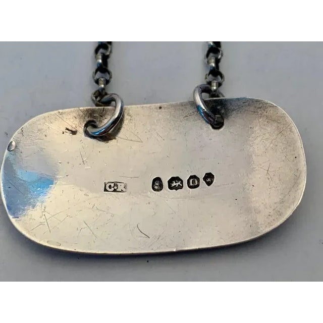 Sterling silver decanter label or bottle ticket if you prefer the English style,Handmade by silversmith Charles Rawlings...