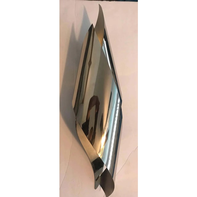 Mid-Century Modern 1970s Charles French Chrome Flame Wall Light For Sale - Image 3 of 8