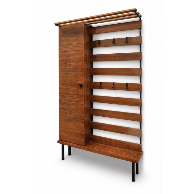 Black Vintage Hallway Cabinet with Coat Rack and Shoe Cabinet, 1960s For Sale - Image 8 of 8