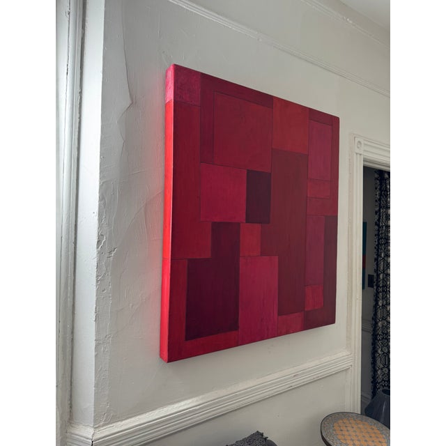 Abstract Geometric Red Oil Painting by Stephen Cimini For Sale - Image 10 of 11