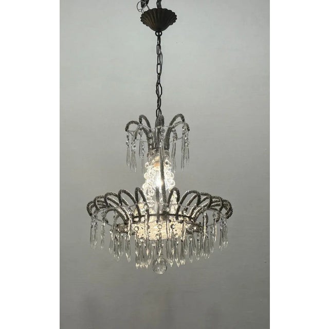 Vintage Italian Crystal Beaded Light Pendant, 1960s For Sale - Image 11 of 12