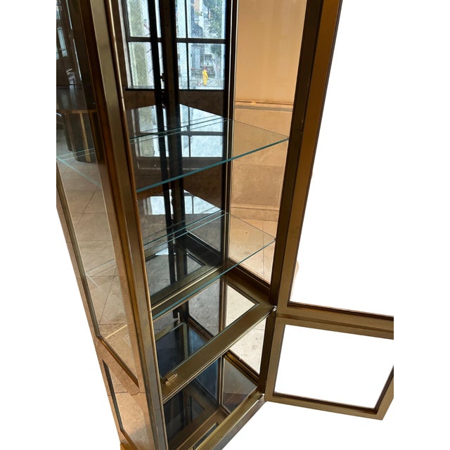 1970s Mid Century Rare Brass Vitrine Display Cabinet by Mastercraft, Attributed For Sale - Image 4 of 7