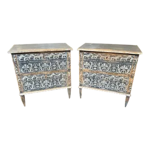 Pair of German Neo-Classical Hand Painted Bed Side Chests