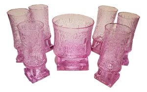 Ice Bucket and 6 Glasses in Murano Glass Alexandrite, Italy, 1960s, Set of 7