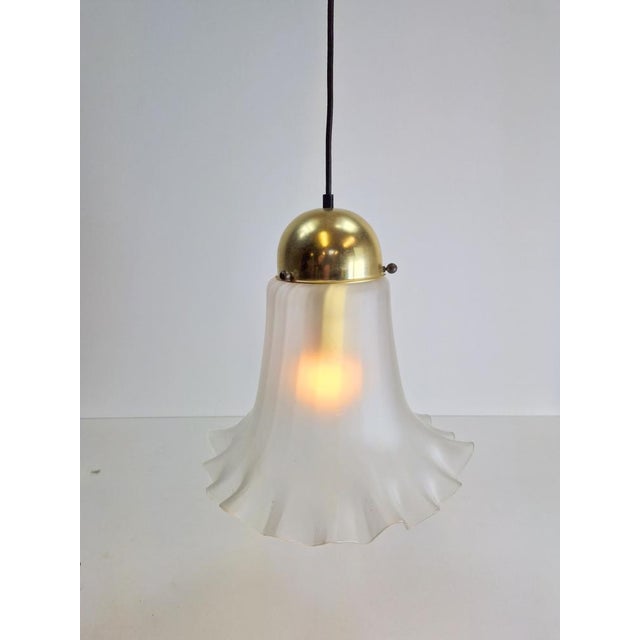 Gold Glass & Brass Pendant Lamp from Peill & Putzler For Sale - Image 8 of 12