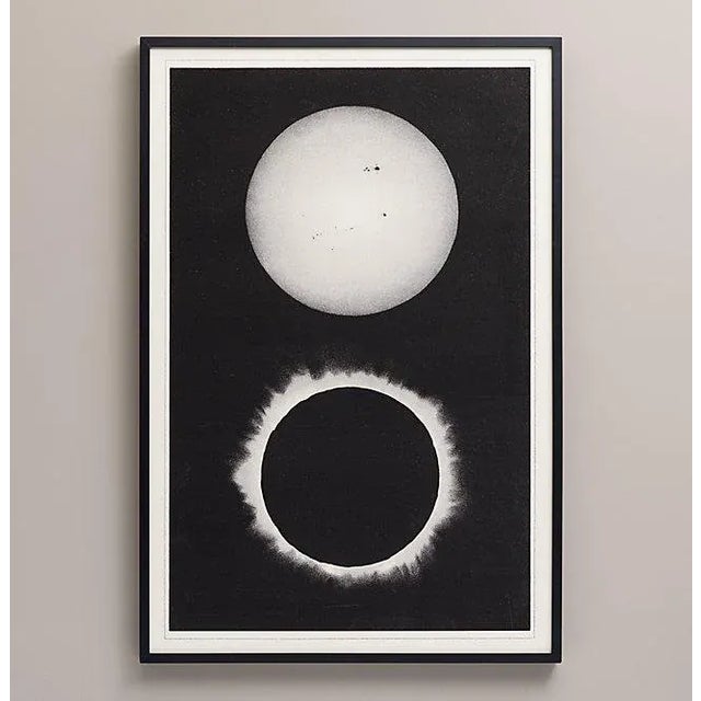 Based on a chromolithograph dating from 1896, this Solar Eclipse is beautifully printed in deep matte black on watercolor...