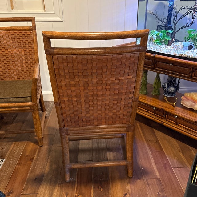 Ficks Reed 1960s Ficks Reed Bamboo and Leather Dining Chairs For Sale - Image 4 of 12